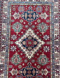 Pure Wool Hand Knotted Afghan Super Kazak Rug 224x146cm Australia