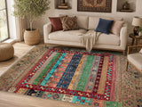 Lambs wool Gabbeh design handmade Afghan Khorjen rug 2.1x1.5m Perth