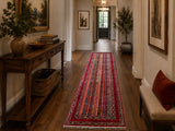 2.9m long pure wool hand knotted Afghan super Kazak hall runner rug