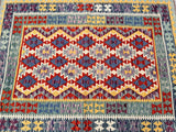 Room size wool hand woven Afghan Waziri kilim rug 207x155cm Perth