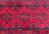 Pure wool tribal hand knotted Afghan Kunduz hall runner rug 300x84cm