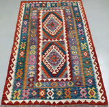 Boho Wool Hand Woven Afghan Kyber Kilim Rug 190x121cm Australia