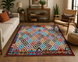 Vibrant tone woolen handmade Afghan Kyber kilim rug 1.9x1.6m Perth