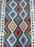 Wool Hand Woven Boho Design Tribal Afghan Waziri Kilim Rug 195x155cm Australia