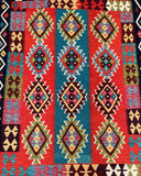 Decorative Hand Woven Boho Tribal Afghan Kyber Kilim Rug 207x156cm