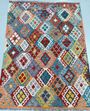 Pure wool tribal hand woven Afghan Waziri kilim rug 167x127cm Perth
