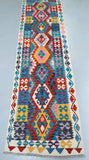 Wool Hand Woven Afghan Waziri Kilim Hall Runner Rug 297x84cm Perth