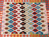 Boho Wool Hand Woven Afghan Kyber Kilim Rug 174x131cm Shoparug