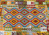 Handmade Boho Design Tribal Afghan Kilim Rug 204x154cm