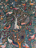 Hand knotted Afghan Chobi Garden of Paradise rug 230x165cm in rich green with birds & peacocks. Pure wool. Replacement value $6,890. Shop Australia wide.
