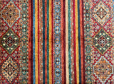 Decorative Shawl Design Handmade Afghan Super Kazak Rug 146x94cm