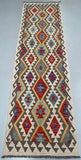 Pure Wool Hand Woven Afghan Aryana Kilim Hall Runner Rug 294x85cm