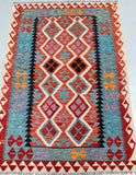 Wool Hand Woven Afghan Aryana Kilim Rug 187x130cm Perth