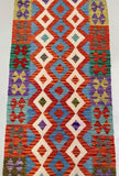 2.6 Long Wool Hand Woven Afghan Kyber Kilim Hall Runner Rug Australia