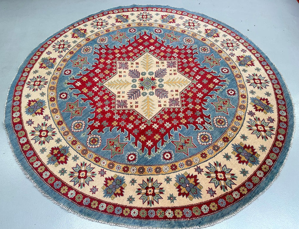 Round Afghan Kazak Rug 2.5x2.5m
