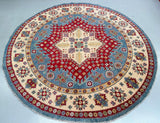 Full Room Size Hand Knotted Afghan Kazak Round Rug 248x248cm Perth