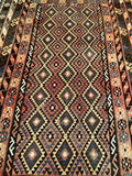Large Room Size Pure Wool Vintage Afghan Meymaneh Kilim Rug 4x2.5m