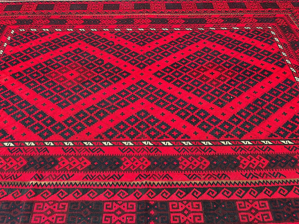 Vintage Afghan Meymaneh Kilim Rug 3.9x2.5m