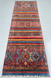 Geometric Shawl Design Afghan Super Kazak Hall Runner With A Modern Twist