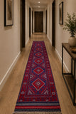Hand Woven Afghan Mishwani Balouchi Narrow Hall Runner Rug 262x61cm australia