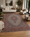 Fine large room size wool and silk Persian Birjand rug 360x248m