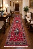 Fine wool hand knotted Persian Kashan hall runner rug 310x100cm