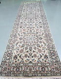 3.6m Long beige tone traditional handmade Persian Kashan hall runner rug Australia