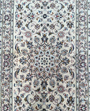 3.6m Long beige tone traditional handmade Persian Kashan hall runner rug
