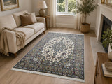Superb lambs wool beige handmade Persian Kashan rug 2.2x1.5m
