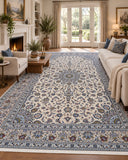 Large room size beige tone hand knotted Persian Kashan rug 3.7x2.5m