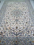 Large room size beige tone hand knotted Persian Kashan rug 380x245cm Perth