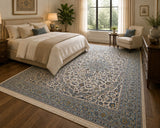 Large room size beige tone hand knotted Persian Kashan rug 380x245cm Adelaide