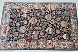 Rare pictorial design hand knotted Persian Kashmar rug 197x130cm