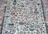 High quality large room size pictorial handmade Persian Kashmar rug 4x3m