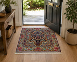 Fine lambs wool gate of paradise Persian Kerman rug 63x55cm