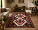 Pure wool tribal hand knotted Persian Lilian rug 145x110cm Australia