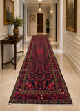 Wool Handmade Vintage Persian Malayer Wide Hall Runner rug 340x125cm