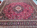 Massive room size wool hand knotted Persian Mashad rug signed 3.9x3m Perth
