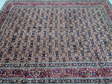 Large room size lambs wool handmade Persian Mashad rug signed 3.4x2.6m