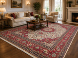 Large room size hand knotted Persian Mashad rug 345x245cm