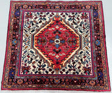 Square size pure wool handmade tribal Persian Nahavand rug 123x137cm