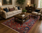 Collectible pure wool tribal handmade Persian Nahavand rug 215x138cm