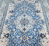 Superfine large room size wool and silk Persian Nain rug 340x220cm