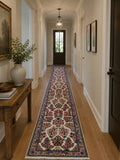 3.8m long fine lambs wool hand knotted Persian Sarough hall runner rug Australia