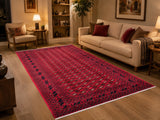 This is an authentic, full room-sized Persian Turkoman rug featuring a classic Bokhara design.