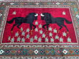 Full room size wool handmade pictorial Persian Shiraz rug 2.9x2m Australia