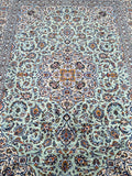 Large room size pistachio tone handmade Persian Kashan rug 3.6x2.6m