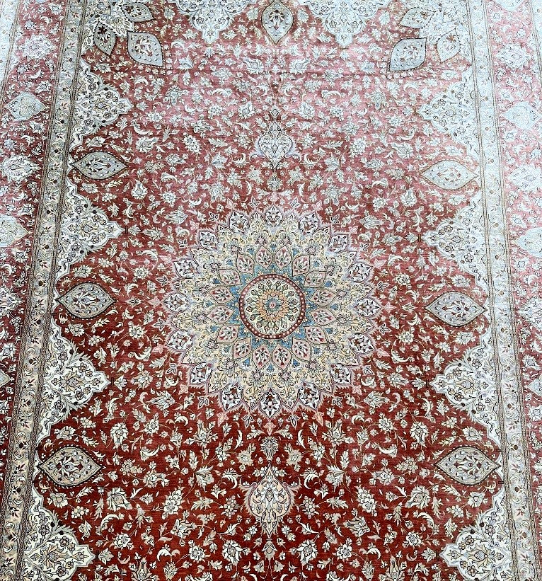 Pure Silk Persian Qum Rug Signed 2x1.3m