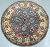 Decorative pure wool hand knotted Afghan Chobi round rug 150x150cm