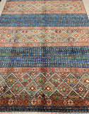 Large room size wool hand knotted Afghan super Kazak rug 335x254cm Shoparug
